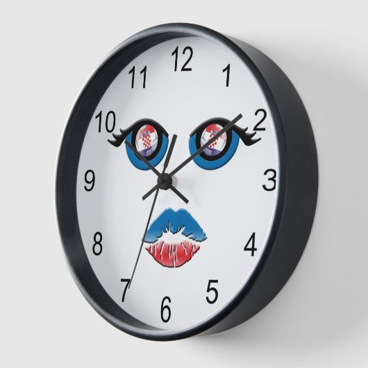 Augen mit kroatischem Emblem und Küssen von Mund Uhr (Winkel)