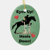 Augen oben! Heels unten! Pferdepullover Keramik Ornament (Hinten)