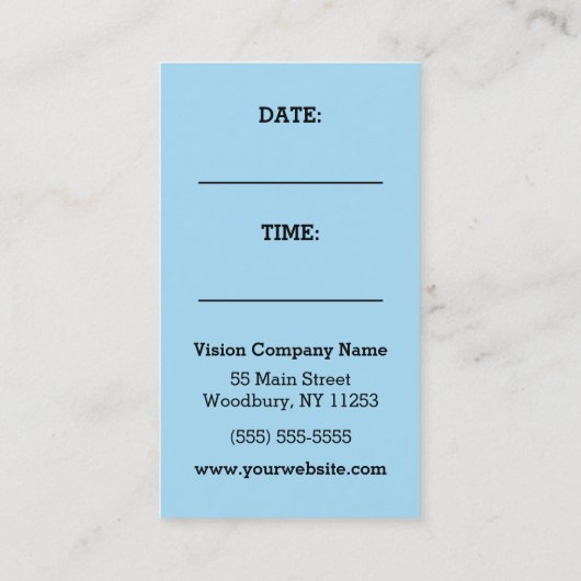 Augen-Prüfungs-Erinnerung Terminkarte (Rückseite)