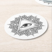 Augen-Pyramide-Symbol-Gekritzel Runder Pappuntersetzer (Angewinkelt)