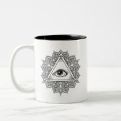 Augen-Pyramide-Symbol-Gekritzel Zweifarbige Tasse (Links)