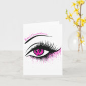 Augen Rosa Ribbon Krieger Brustkrebs Bewusstsein Karte (Gelbe Blume)