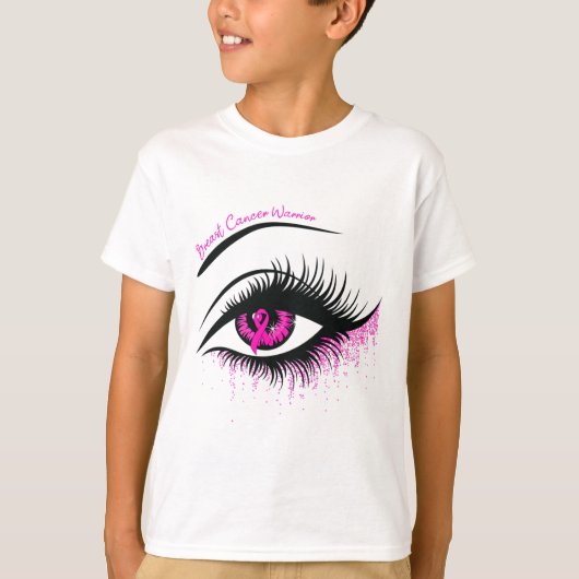 Augen Rosa Ribbon Krieger Brustkrebs Bewusstsein T-Shirt (Vorderseite)