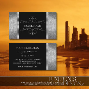 Augen, Schwarz-Silber-Glitzer Verzierte Ornamente Visitenkarte