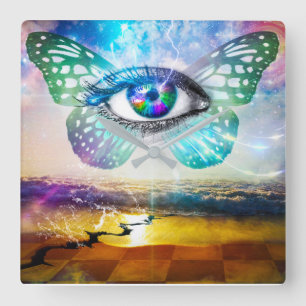 Augen-Sinnesquadrat-Wanduhr Quadratische Wanduhr