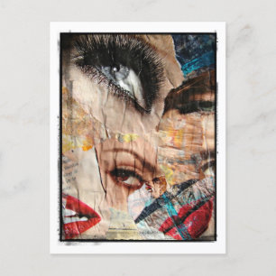 Augen und Lippen Collage Grunge Border Postkarte