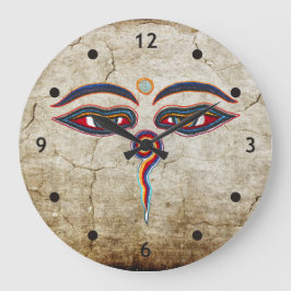 Augen von Buddha/Augen der Weisheit Große Wanduhr