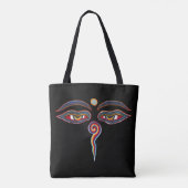 Augen von Buddha + Hintergrund Tasche (Rückseite)