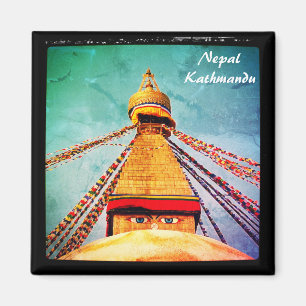 Augen von Buddha, Vintag Stupa, Kathmandu - Nepal Magnet