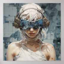 Augen von morgen: Blindes Futuristisches Girl-Post