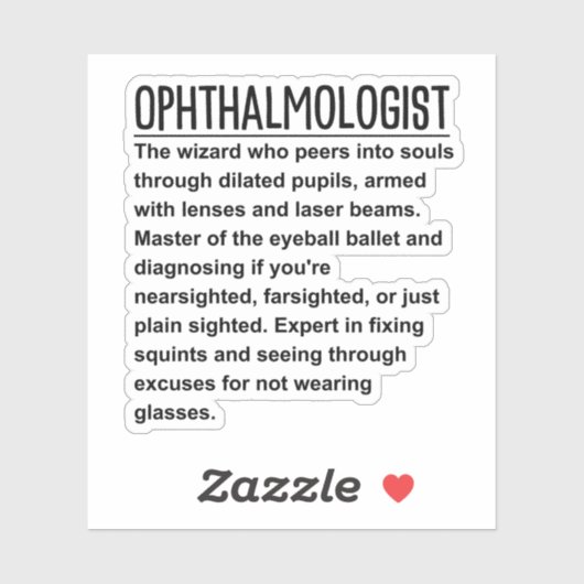 Augenarzt Aufkleber (Blatt)