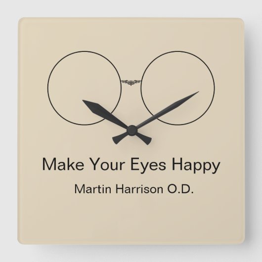 Augenarzt-Optometriker-Büro-Uhren Quadratische Wanduhr (Vorderseite)