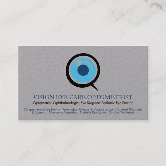 Augenarzt Optometrist graue Visitenkarte (Vorderseite)