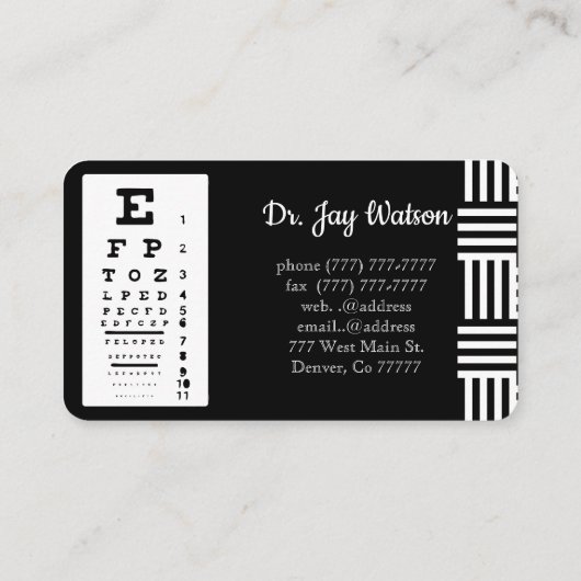 Augenarzt Visitenkarte (Rückseite)
