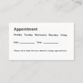 Augenarzternennung  visitenkarte (Rückseite)