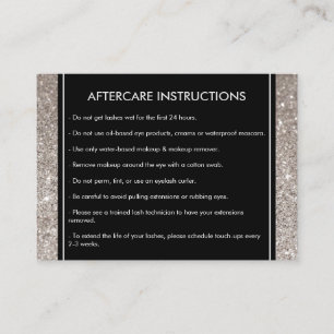 Augenbinden mit Silver Glitzer Salon Aftercare Car Visitenkarte
