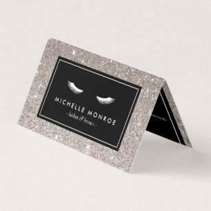 Augenbinden mit Silver Glitzer Salon Aftercare Visitenkarten