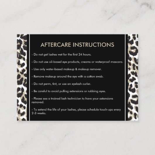 Augenblicke mit Leopard Print Aftercare Card Visitenkarte (Vorderseite)