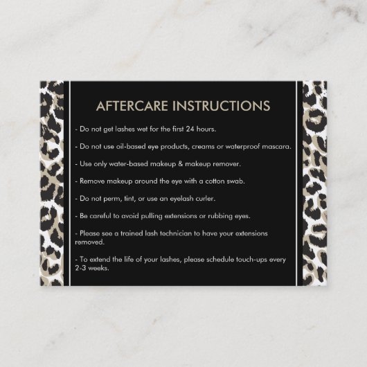 Augenblicke mit Leopard Print Aftercare Card Visitenkarte (Vorderseite)