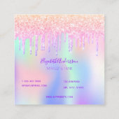 Augenblicke reißt strahlend rosa Glitzer Makeup Kü Quadratische Visitenkarte (Rückseite)