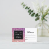 Augenblicke und Lila/rosa Glitzer-Karte Terminkarte (Stehend Vorderseite)