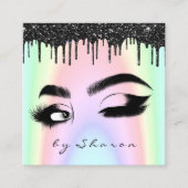 Augenbrauen Lash Black Tropfens 6 Punches QR-Code  Quadratische Visitenkarte (Vorderseite)