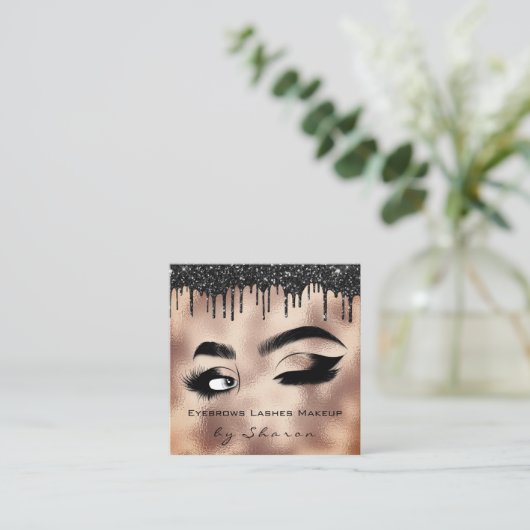 Augenbrauen Lash Makeup Rose 6 Stunches QR-Logo Quadratische Visitenkarte (Stehend Vorderseite)