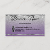 Augenbrauen - Lila und Silberner Glitzer Visitenkarte (Rückseite)