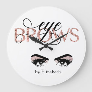 Augenbrauen-Microblading-Tinting-Waxing-Rose-Gold- Große Wanduhr