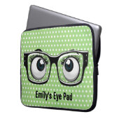 Augenbrauen mit Brille auf Polka-Punkten Laptopschutzhülle (Vorderseite Links)