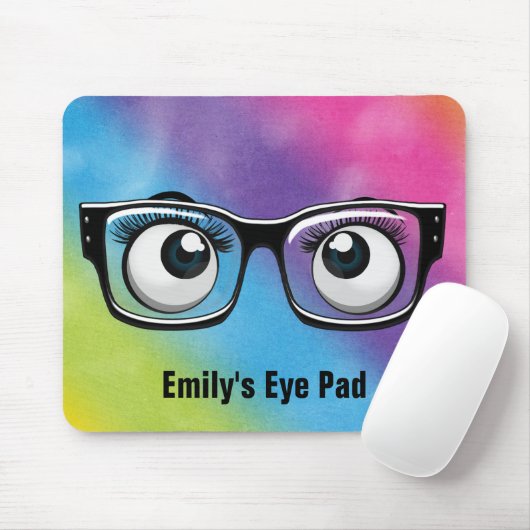 Augenbrauen mit Brille auf Regenbogen Mousepad (Mit Mouse)