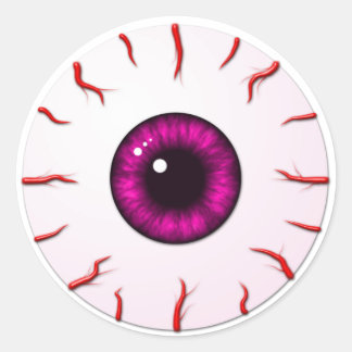 Augenbrauen mit rosa Iris und roten Venen Runder Aufkleber