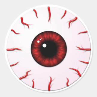 Augenbrauen mit roten Iris und roten Venen Runder Aufkleber