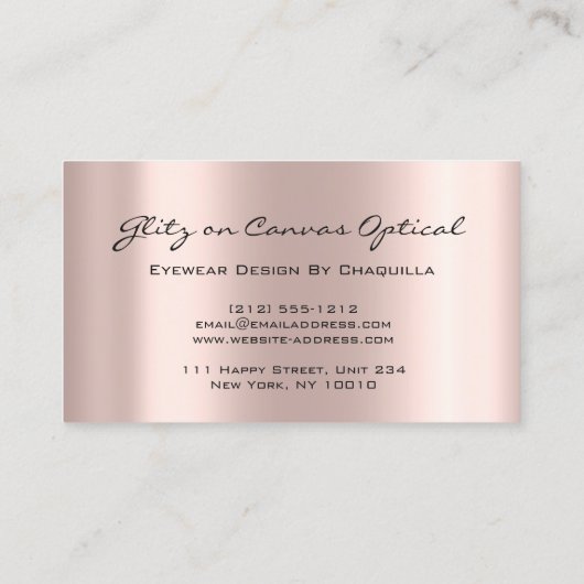 Augenbrauen Optikoptometriker Brille Rose Tropfen Visitenkarte (Rückseite)
