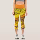 Augenbrauen-Orangenleopardenmuster Capri Leggings (Vorderseite)