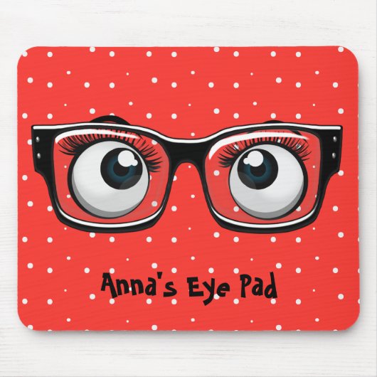 Augenbrauen und Brillen auf Polka Dots Mouse Pad Mousepad (Vorne)