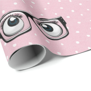 Augenbrauen und Brillen auf Polka Dots Wrapping Pa Geschenkpapier