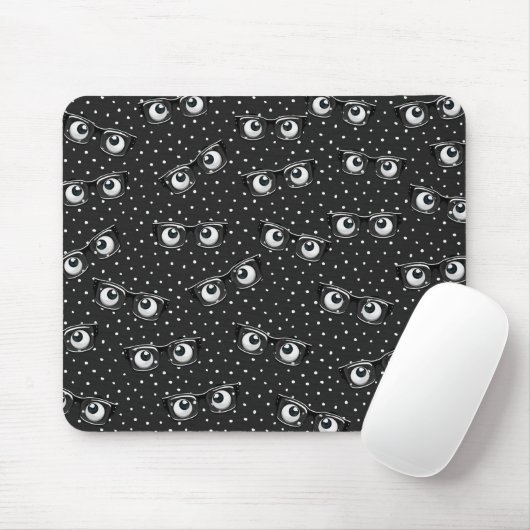 Augenbrauen und Brillen auf Polka-Punkten Mousepad (Mit Mouse)