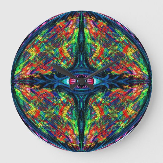 Augenbrauen- und Trippy-Malerei Große Wanduhr (Vorderseite)