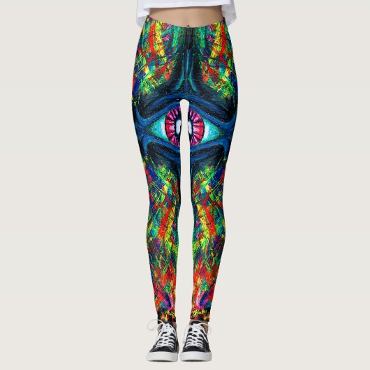 Augenbrauen- und Trippy-Malerei Leggings (Vorderseite)