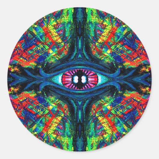 Augenbrauen- und Trippy-Malerei Runder Aufkleber (Vorderseite)