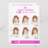 Augenbrauenmikroblading Aftercare Instruction Pink Einladung (Vorne/Hinten)