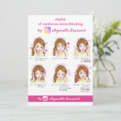 Augenbrauenmikroblase Aftercare Instruction Pink Einladung (Stehend Vorderseite)