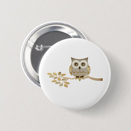 Augenen-Eule im Baum Button (Vorne & Hinten)