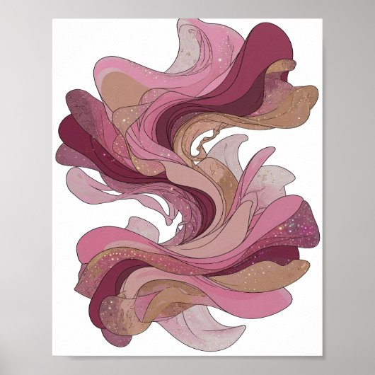 Augenfälliger Silberner KUNSTDruck ABSTRACTER KUNS Poster (Vorne)