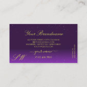 Augenfänge dunkle Lila Sparkle Diamonds Initialen Visitenkarte (Rückseite)