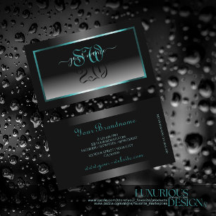 Augenfänge Schwarz-weiße Gradient Initials Aquamar Visitenkarte