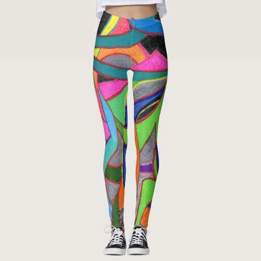 Augenfänge und Aufmerksamkeitsschnüre abstrakt Leggings (Vorderseite)