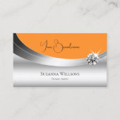 Augenfänger in Silberorange mit glänzender Diamant Visitenkarte (Vorderseite)