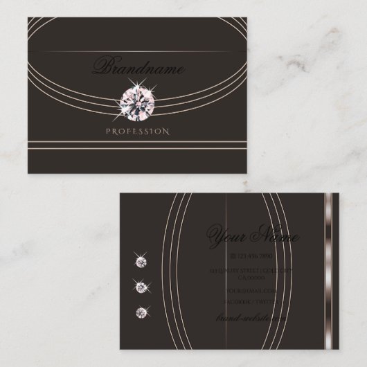 Augenfänger Juwelen Dunkle Rose Goldfarben Diamant Visitenkarte (Vorne/Hinten)